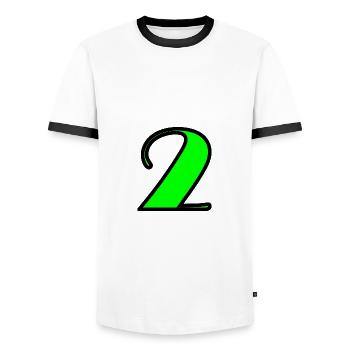 2 JAHRE. 2. JUBILÄUM. GEBURTSTAG 2 JAHRE. 2 - Männer Kontrast-T-Shirt - Weiß/Schwarz - Vorne - AI Model Female 172 light (172cm) & AI Model Male 178 dark (178cm)