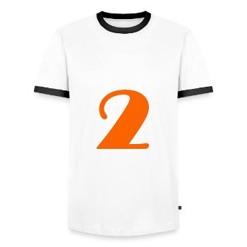 2. HAPPY BIRTHDAY. JOYEUX ANNIVERSAIRE. CHIFFRE - T-shirt contrasté Homme - blanc/noir - Devant - AI Model Female 172 light (172cm) & AI Model Male 178 dark (178cm)