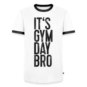 It's Gym Day Bro - Männer Kontrast-T-Shirt - Weiß/Schwarz - Vorne - AI Model Female 172 light (172cm) & AI Model Male 178 dark (178cm)