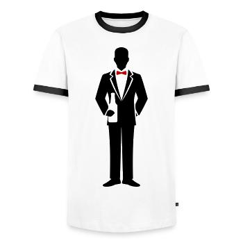 Groom Team Bachelor Party - Men's Ringer Shirt - white/black - Front - AI Model Female 172 light (172cm) & AI Model Male 178 dark (178cm)