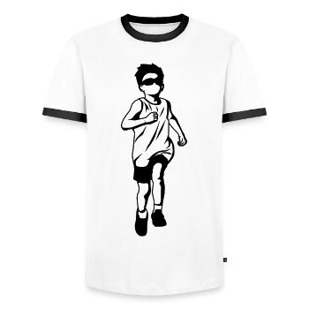 Laufendes Kind - Männer Kontrast-T-Shirt - Weiß/Schwarz - Vorne - AI Model Female 172 light (172cm) & AI Model Male 178 dark (178cm)