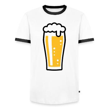 Beer Glass (Beer Drinker / Pale Ale / 2C) - Men's Ringer Shirt - white/black - Front - AI Model Female 172 light (172cm) & AI Model Male 178 dark (178cm)