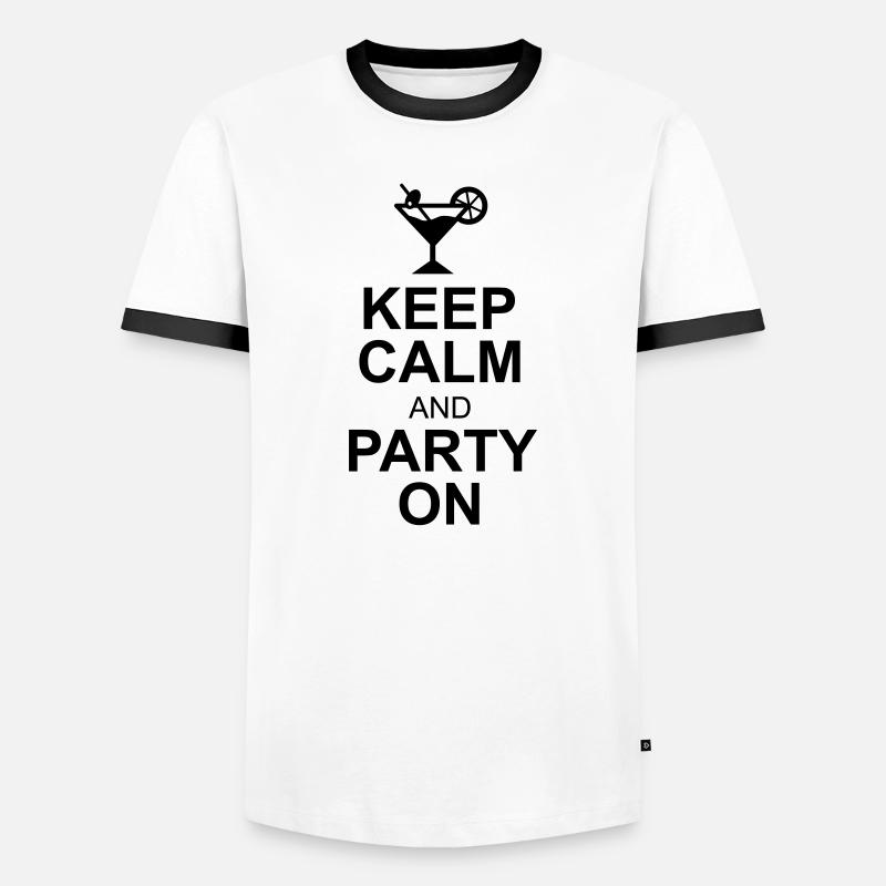 keep calm and party on - Männer Kontrast-T-Shirt - Weiß/Schwarz