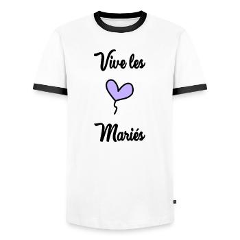 FUTURE MARIEE. EVJF. MARIEE. TEAM. TEAM MARIEE - T-shirt contrasté Homme - blanc/noir - Devant - AI Model Female 172 light (172cm) & AI Model Male 178 dark (178cm)