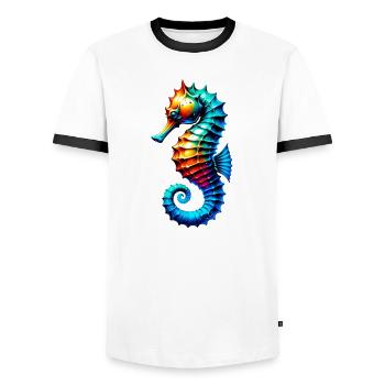 Seepferdchen - Männer Kontrast-T-Shirt - Weiß/Schwarz - Vorne - AI Model Female 172 light (172cm) & AI Model Male 178 dark (178cm)