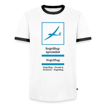 Segelflugspezialist - Männer Kontrast-T-Shirt - Weiß/Schwarz - Vorne - AI Model Female 172 light (172cm) & AI Model Male 178 dark (178cm)