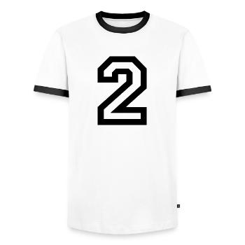 number - 2 - two - Men's Ringer Shirt - white/black - Front - AI Model Female 172 light (172cm) & AI Model Male 178 dark (178cm)
