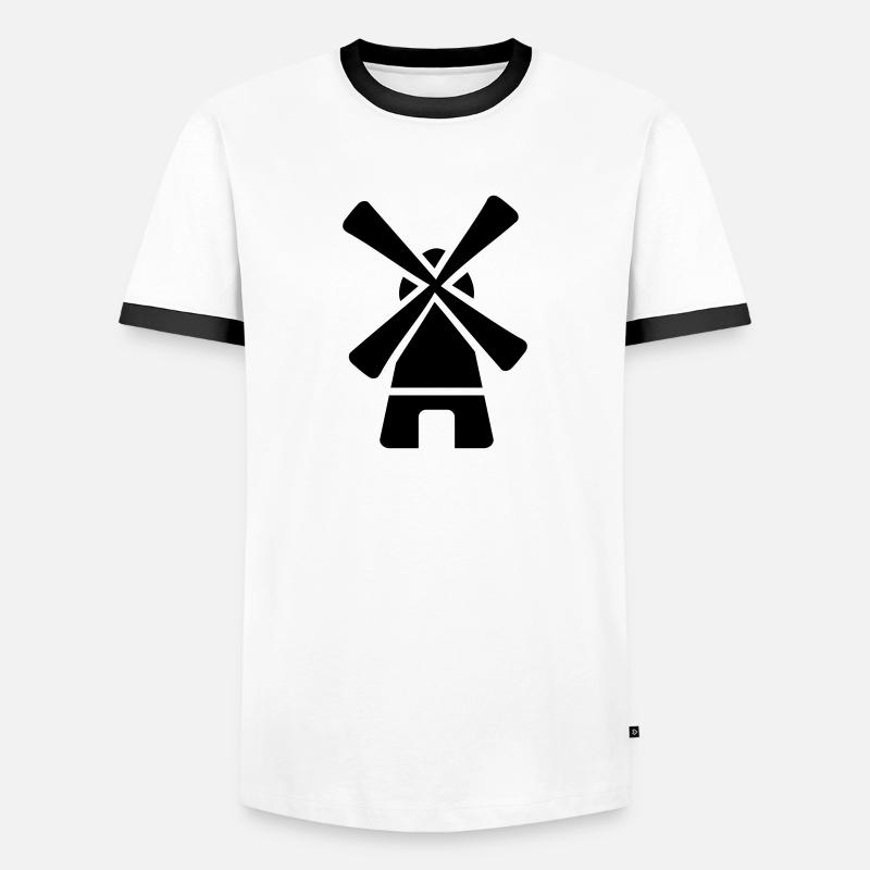 Windmühle - Männer Kontrast-T-Shirt - Weiß/Schwarz
