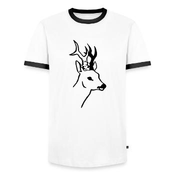 Chevreuil - T-shirt contrasté Homme - blanc/noir - Devant - AI Model Female 172 light (172cm) & AI Model Male 178 dark (178cm)