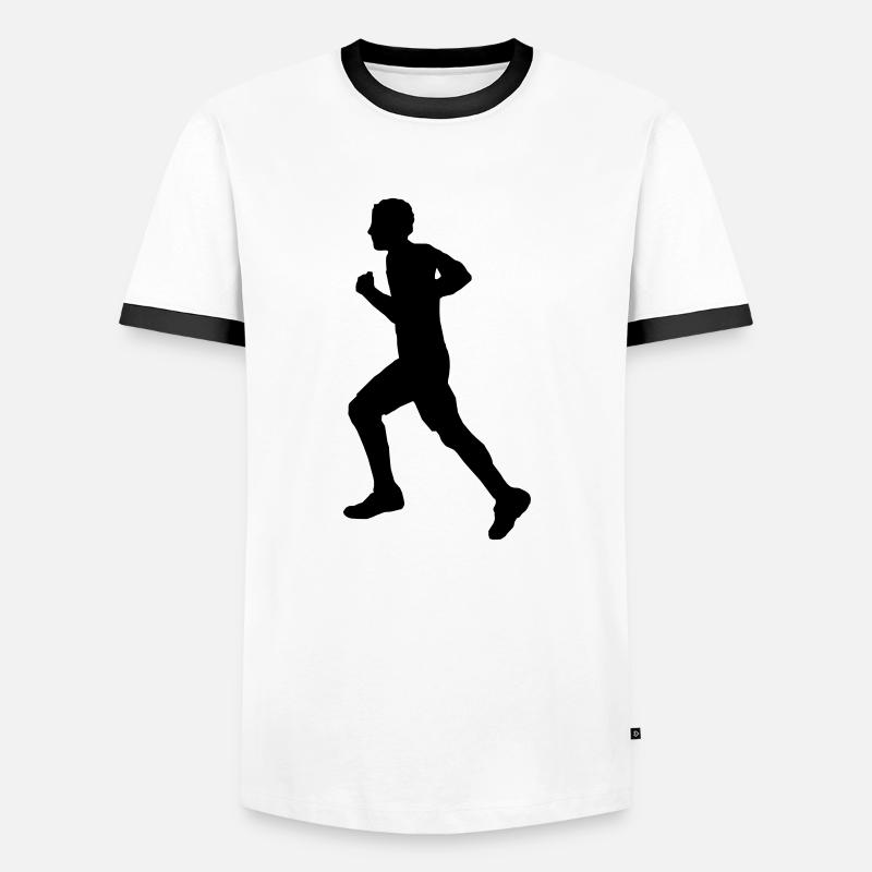 Jogger Mann - Männer Kontrast-T-Shirt - Weiß/Schwarz