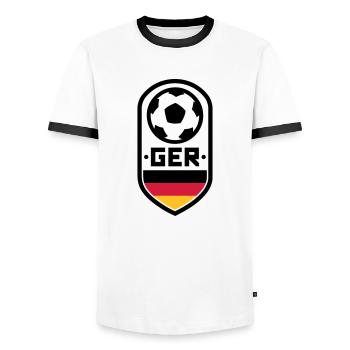 Badge de football allemand - T-shirt contrasté Homme - blanc/noir - Devant - AI Model Female 172 light (172cm) & AI Model Male 178 dark (178cm)