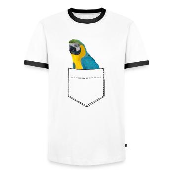 Pectoral Perroquet Ara - T-shirt contrasté Homme - blanc/noir - Devant - AI Model Female 172 light (172cm) & AI Model Male 178 dark (178cm)