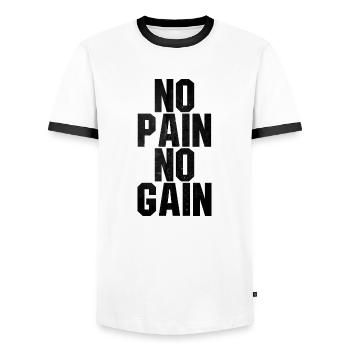 No Pain No Gain citation - T-shirt contrasté Homme - blanc/noir - Devant - AI Model Female 172 light (172cm) & AI Model Male 178 dark (178cm)