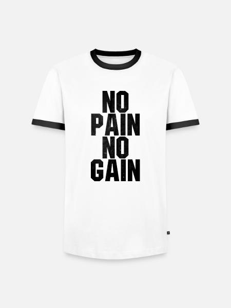 No Pain No Gain citation - T-shirt contrasté Homme - blanc/noir
