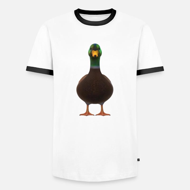Duck front view - Men's Ringer Shirt - white/black