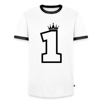 1 Krone - Männer Kontrast-T-Shirt - Weiß/Schwarz - Vorne - AI Model Female 172 light (172cm) & AI Model Male 178 dark (178cm)