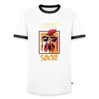 Cool Sock Cool Chicken with Sunglasses Chicken - Men's Ringer Shirt - white/black - Front - AI Model Female 172 light (172cm) & AI Model Male 178 dark (178cm)