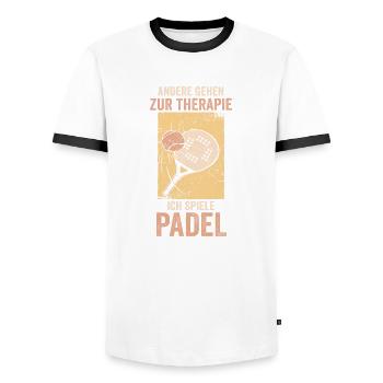 Tennis Padelspieler Padel - Männer Kontrast-T-Shirt - Weiß/Schwarz - Vorne - AI Model Female 172 light (172cm) & AI Model Male 178 dark (178cm)