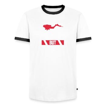 Education is important but scuba diving is - Männer Kontrast-T-Shirt - Weiß/Schwarz - Vorne - AI Model Female 172 light (172cm) & AI Model Male 178 dark (178cm)