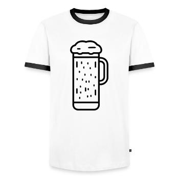 Bière - T-shirt contrasté Homme - blanc/noir - Devant - AI Model Female 172 light (172cm) & AI Model Male 178 dark (178cm)