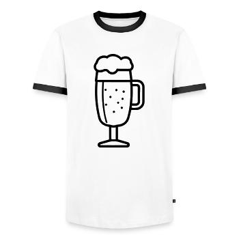 Bière - T-shirt contrasté Homme - blanc/noir - Devant - AI Model Female 172 light (172cm) & AI Model Male 178 dark (178cm)