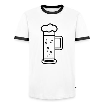 Bière - T-shirt contrasté Homme - blanc/noir - Devant - AI Model Female 172 light (172cm) & AI Model Male 178 dark (178cm)