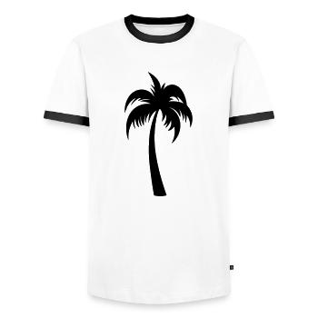 Palm tree - Men's Ringer Shirt - white/black - Front - AI Model Female 172 light (172cm) & AI Model Male 178 dark (178cm)