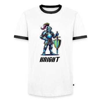 Knight Comic - Men's Ringer Shirt - white/black - Front - AI Model Female 172 light (172cm) & AI Model Male 178 dark (178cm)