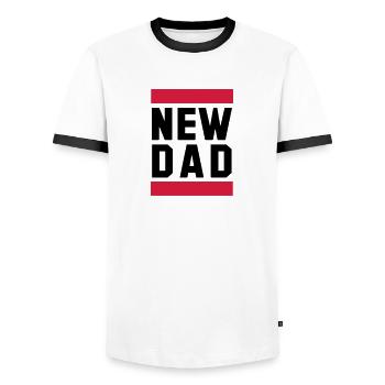 NEW DAD Funny Pregnancy Design - Men's Ringer Shirt - white/black - Front - AI Model Female 172 light (172cm) & AI Model Male 178 dark (178cm)