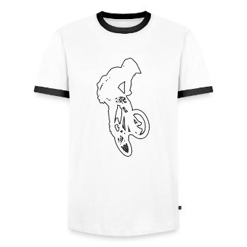 bmx boys bmx bike ladies bmx cycling - Men's Ringer Shirt - white/black - Front - AI Model Female 172 light (172cm) & AI Model Male 178 dark (178cm)