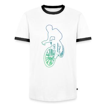 Vélo de route pour femmes Vélo de route Vélo de route Vélo de route - T-shirt contrasté Homme - blanc/noir - Devant - AI Model Female 172 light (172cm) & AI Model Male 178 dark (178cm)