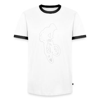 ladies bike bmx young men bmx bike bmx - Men's Ringer Shirt - white/black - Front - AI Model Female 172 light (172cm) & AI Model Male 178 dark (178cm)