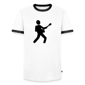 Guitar - Men's Ringer Shirt - white/black - Front - AI Model Female 172 light (172cm) & AI Model Male 178 dark (178cm)