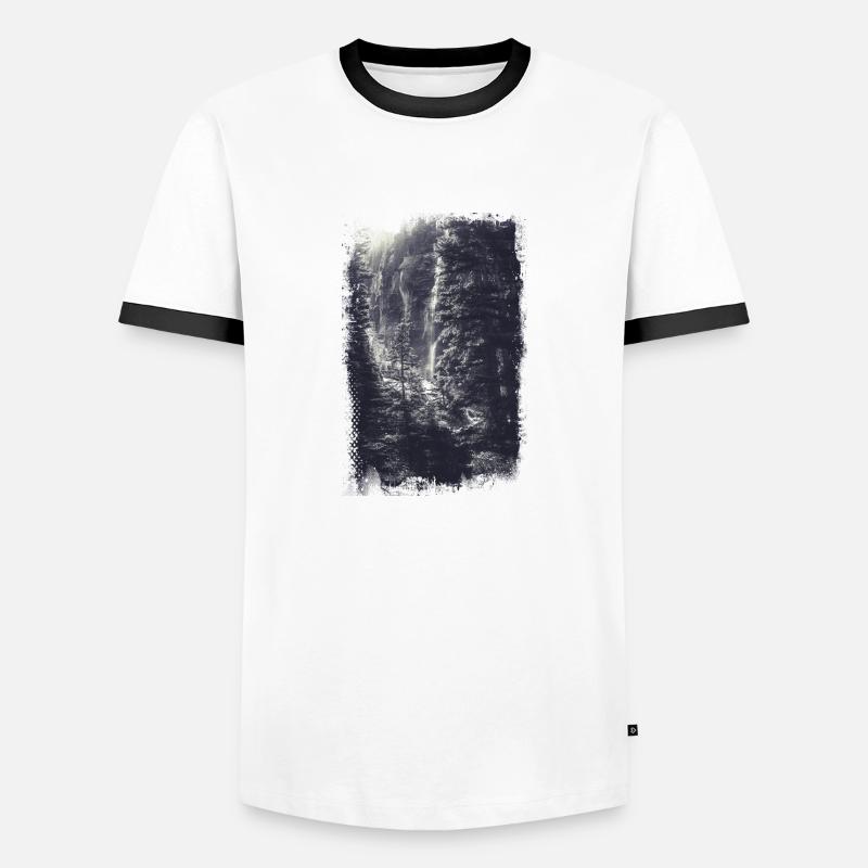 Wald Blick Landschaft - Männer Kontrast-T-Shirt - Weiß/Schwarz