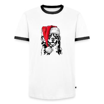 Chien de montagne de Santa Bernese Chiens de Noël Wilsigns - T-shirt contrasté Homme - blanc/noir - Devant - AI Model Female 172 light (172cm) & AI Model Male 178 dark (178cm)