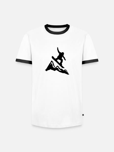 snowboard mountains jump - Men's Ringer Shirt - white/black