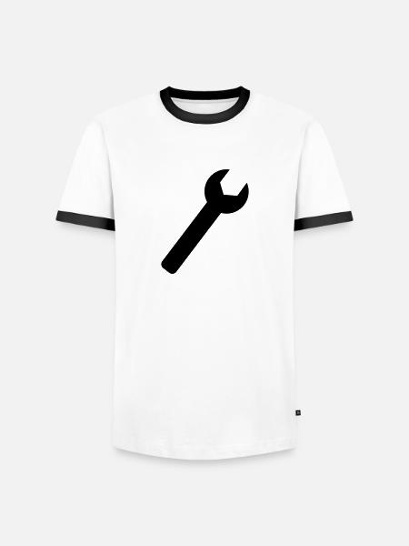 Schraubenschlüssel - Männer Kontrast-T-Shirt - Weiß/Schwarz