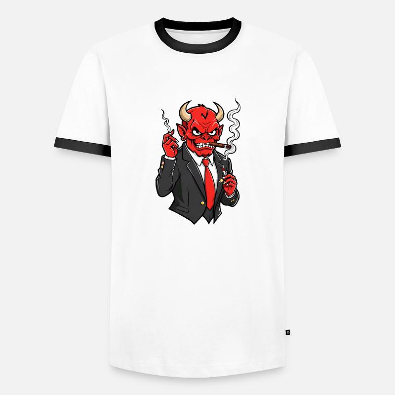 Red Devil - Men's Ringer Shirt - white/black