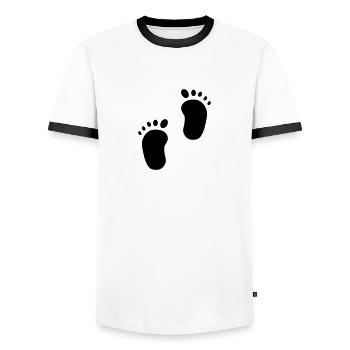 Baby pieds, les pieds des enfants, les enfants, - T-shirt contrasté Homme - blanc/noir - Devant - AI Model Female 172 light (172cm) & AI Model Male 178 dark (178cm)