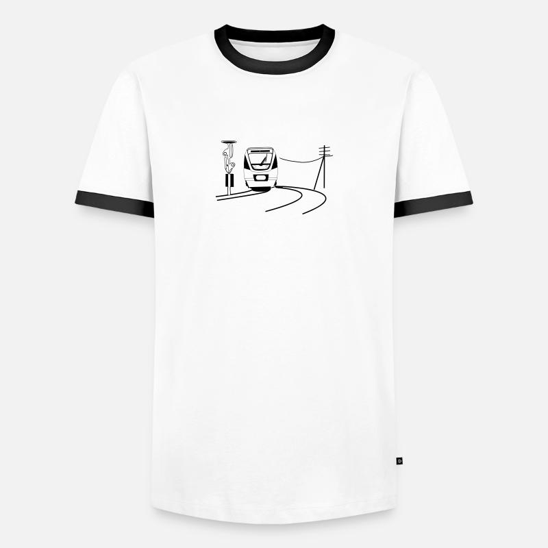 bahn - Männer Kontrast-T-Shirt - Weiß/Schwarz