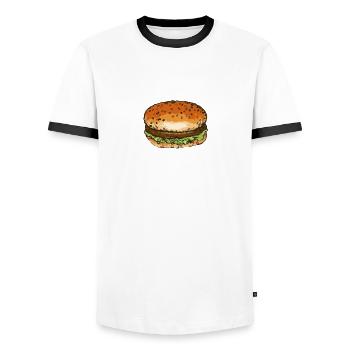 hamburger - Männer Kontrast-T-Shirt - Weiß/Schwarz - Vorne - AI Model Female 172 light (172cm) & AI Model Male 178 dark (178cm)