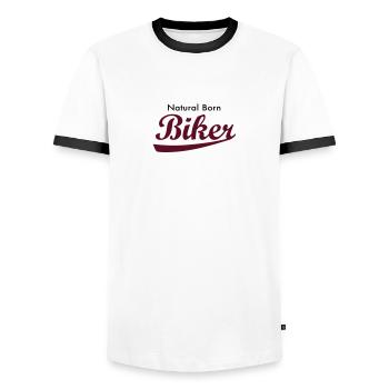 Natural Born Biker - Männer Kontrast-T-Shirt - Weiß/Schwarz - Vorne - AI Model Female 172 light (172cm) & AI Model Male 178 dark (178cm)