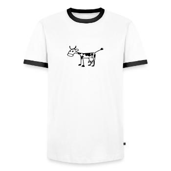 Stick Figure Cow - Men's Ringer Shirt - white/black - Front - AI Model Female 172 light (172cm) & AI Model Male 178 dark (178cm)