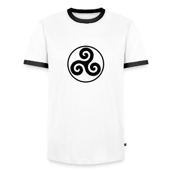 Triskele Britain - Men's Ringer Shirt - white/black - Front - AI Model Female 172 light (172cm) & AI Model Male 178 dark (178cm)