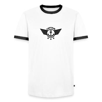 Anchor Captain - T-shirt contrasté Homme - blanc/noir - Devant - AI Model Female 172 light (172cm) & AI Model Male 178 dark (178cm)