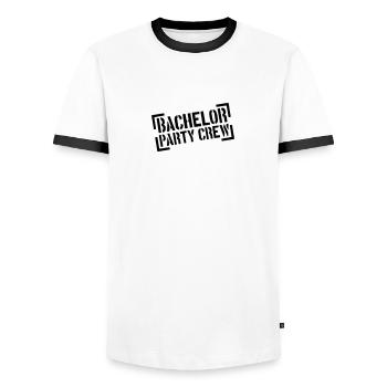Bachelor Party Crew Stempel - Men's Ringer Shirt - white/black - Front - AI Model Female 172 light (172cm) & AI Model Male 178 dark (178cm)