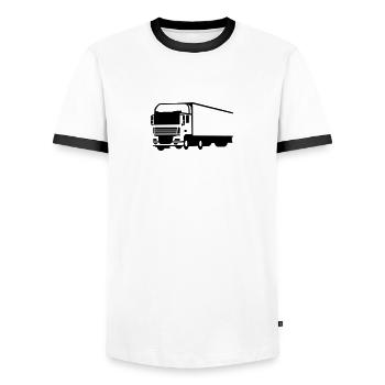 LKW - Männer Kontrast-T-Shirt - Weiß/Schwarz - Vorne - AI Model Female 172 light (172cm) & AI Model Male 178 dark (178cm)