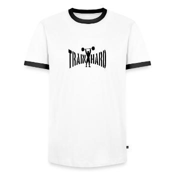 gymnastique d'entraînement cool design bodybuilder - T-shirt contrasté Homme - blanc/noir - Devant - AI Model Female 172 light (172cm) & AI Model Male 178 dark (178cm)