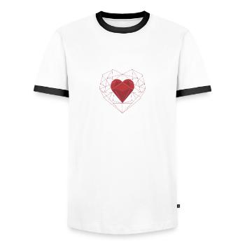 romantisches geschwungenes Herz für Valetninstag - Männer Kontrast-T-Shirt - Weiß/Schwarz - Vorne - AI Model Female 172 light (172cm) & AI Model Male 178 dark (178cm)
