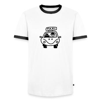 With taxi cab drivers - Men's Ringer Shirt - white/black - Front - AI Model Female 172 light (172cm) & AI Model Male 178 dark (178cm)